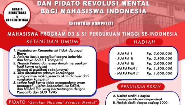 BANGKITKAN REVOLUSI MENTAL MAHASISWA, UNP Gelar Kompetisi Essay dan Pidato